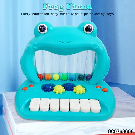 Wholesale Learning Montessori Cartoon Frog Light up Bouncing Ball Electric Music Piano Keyboard Toy