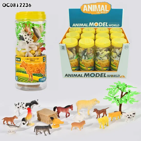 Wholesale Montessori Educational 16PCS Assorted Plastic Rubber Small Set of Children's Toy Farm Animal