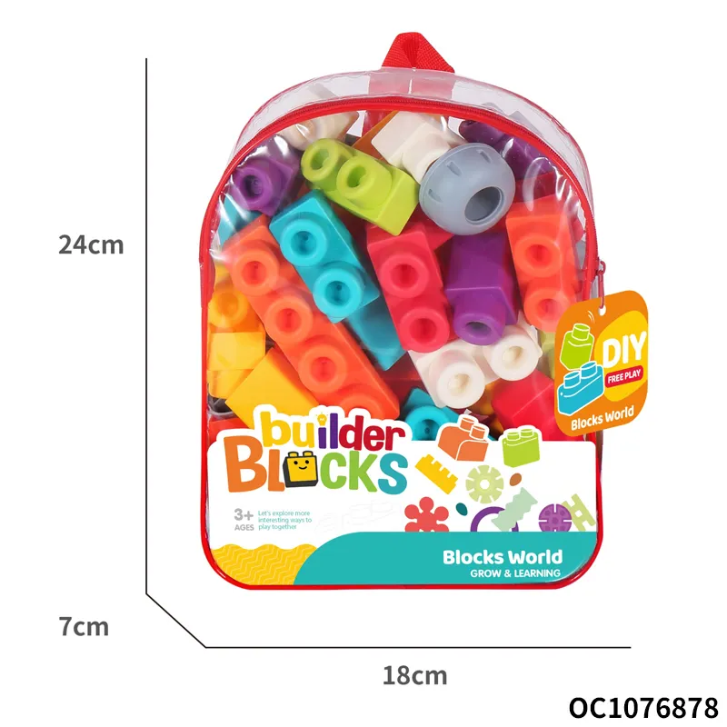 Wholesale Montessori Educational 32PCS Cartoon Animals Popular DIY Soft Baby Building Blocks Toy for Baby