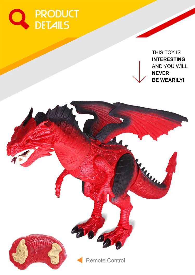 Simulation Toys Spray Fire Musical RC Dinosaur King Games Toy with Infrared Remote Control