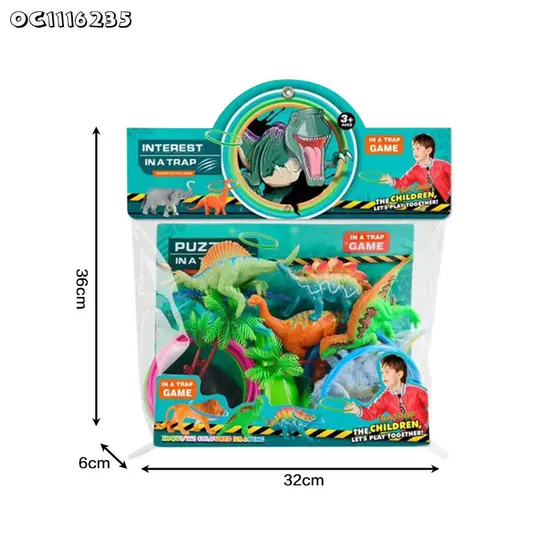 Realistic Solid Lifelike Plastic Dinosaur Model Toys Wholesale PVC Simulation Dinosaur Ring Toss Game Toy for Boys Interactive Game