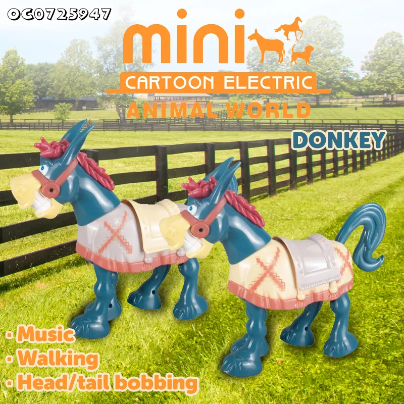 Wholesale Electric Battery Operated Plastic Donkey Walking Animal Model Toy for Children Kids