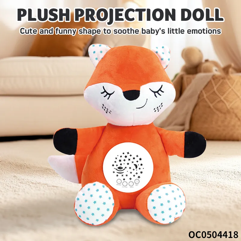 Wholesale Popular Musical Soothing Baby Sleeping Doll Animal Plush Fox Flashlight Light Toy