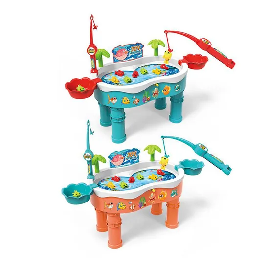 Wholesale Children Interactive Montessori 2 Person Magnet Fishing Table Toys Game with Music