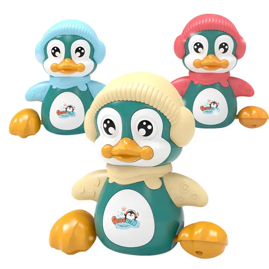 Hot Selling Wholesale Battery Operated Plastic Light up and Sound Penguin Animal Car Electric Baby Toy