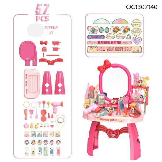 Wholesale Portable Cosmetic Fashion Makeup Pretend Beauty Gift Girls Dressing Table Toy