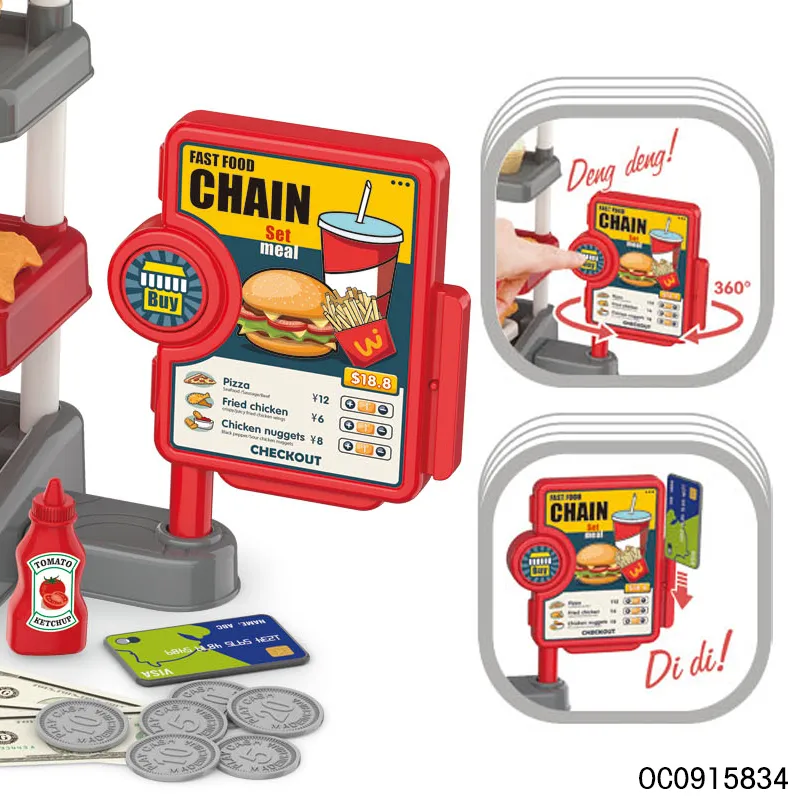 Selling Fast Food Pretend Play Toys 2024 Include Supermarket Stores Cash Set Toy for Kids