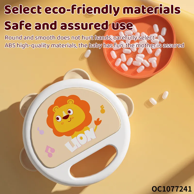Cartoon Lion Hand Shake Rattle Drum Musical Montessori Sensory Toys for 0-6 &amp; 6-12 Months Wholesale in China Baby Instrument