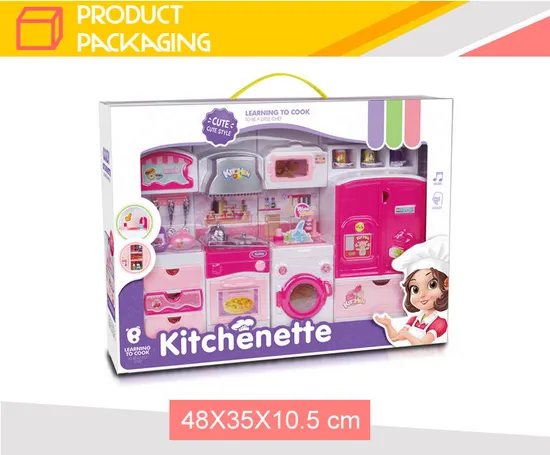 Wholesale Girls Gift Pretend Children's Plastic Mini Pink Kitchen Cabinet Tool Play Toy with Music for Girls
