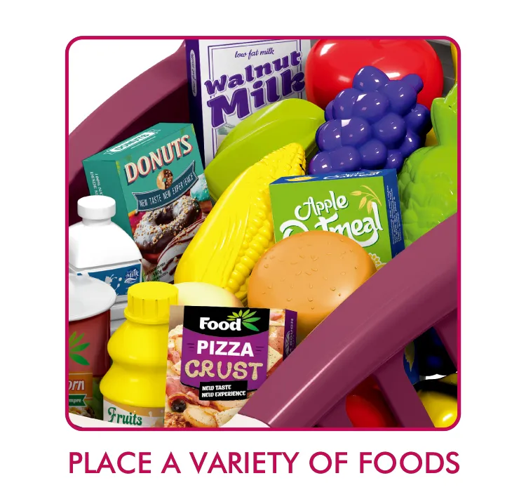 Girls Shopping Cart Toys Set Supermarkets Pretend Play Toys with Food