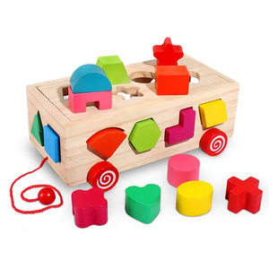 Wholesale Montessori Educational Blocks Baby Wooden Car Baby Popular DIY Toys