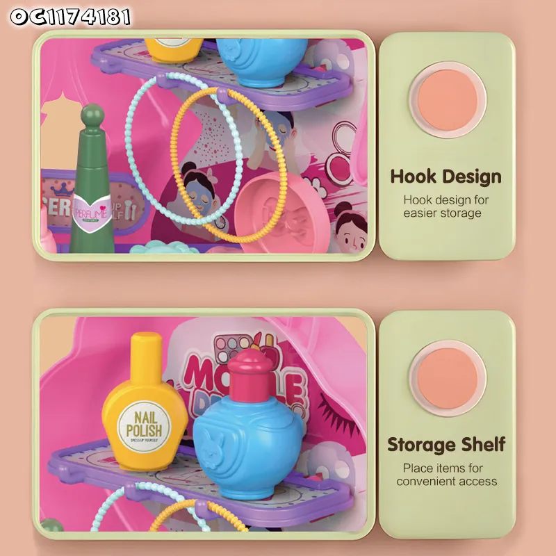Wholesale Girls Beauty Cosmetic Hair Dryer Portable Make up Gift Set Fashion Pretend Makeup Kit Toys for Kids