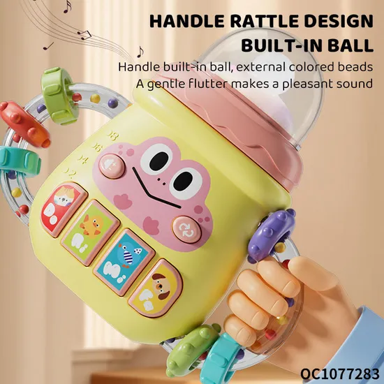 Wholesale 2in1 Baby Sensory Toys Rattle Plastic Electric Baby Teether Silicone Chewing Toy for Baby Toys with Music