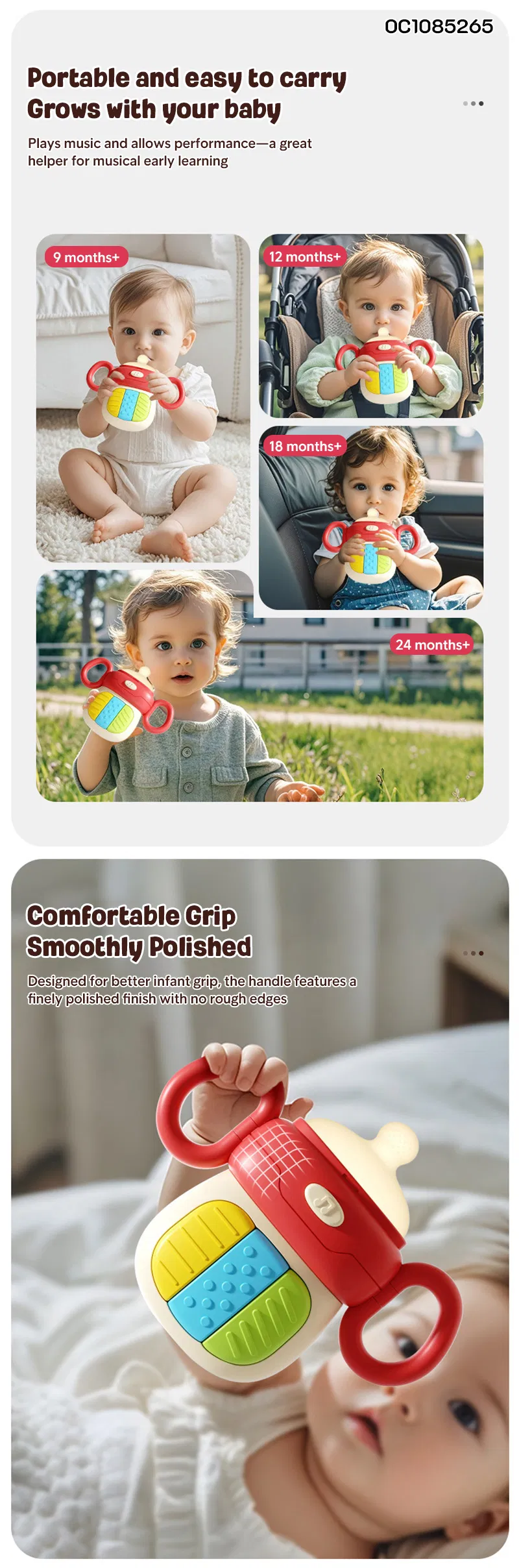Wholesale Lovely Music Baby Sensory Silicon Rattle and Teether Baby Toys
