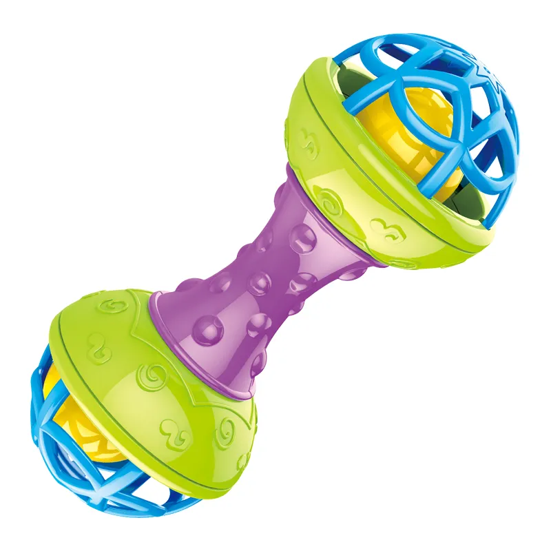 Wholesale Sensory Toy Infant Toddler Chewable Handheld Toys Silicone Rattle Plastic Baby Teether Toy