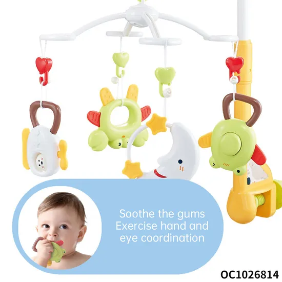 Plastic Animal Hand Rattle Sensory Toys Crib Baby Mobile Multifunctional Musical Bed Bell Toys for Kid with Music