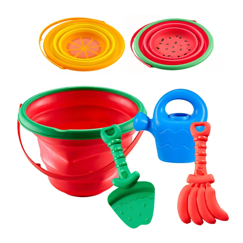 Wholesale Folding Kids Summer Plastic Creative Outdoor Beach Bucket and Spade Sand Toys