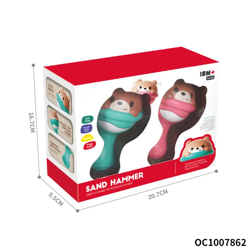 Cute Cartoon Bear Design Cheap Items Animal Grasping Toys Funny Baby Product Plastic Rattles Sand Hammer Toys for Wholesale