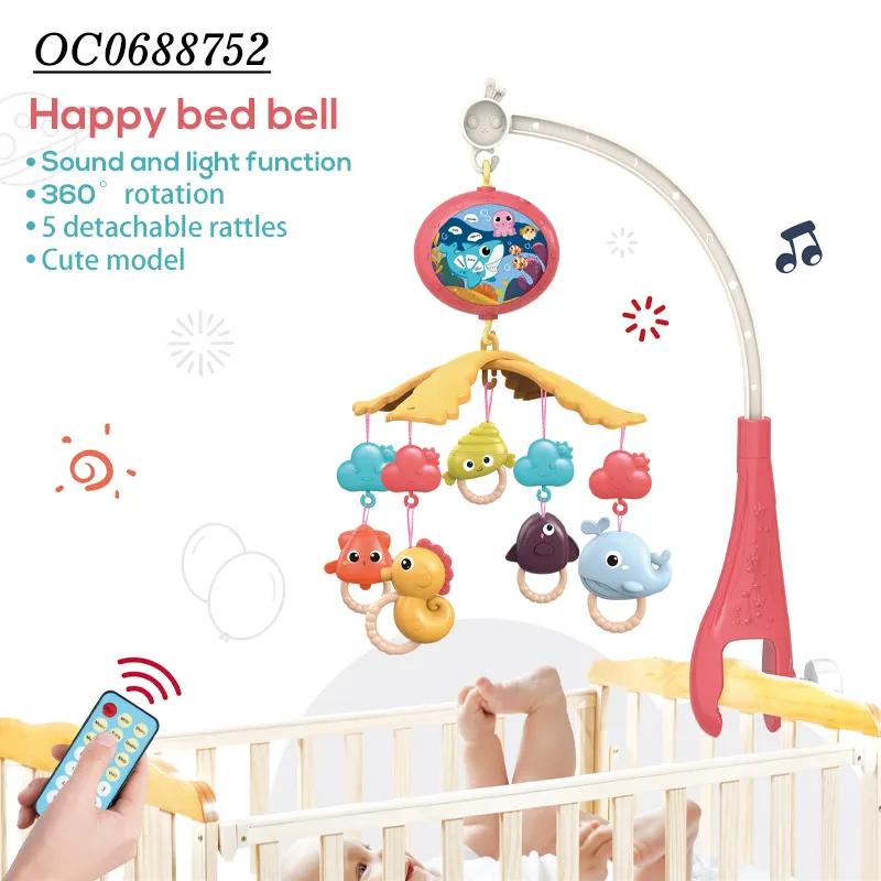 Remote Control Baby Rattles Crib Hanging Bed Bell Music Toy Mobile Withprojector Toys