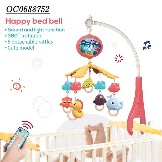 Remote Control Baby Rattles Crib Hanging Bed Bell Music Toy Mobile Withprojector Toys