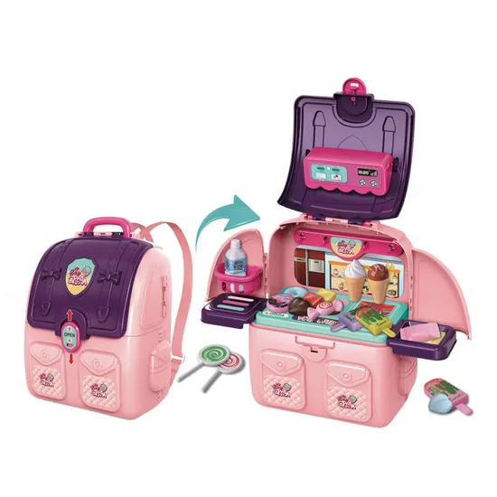 Wholesale Little 2 in 1 Backpack Children's Plastic Pretend Mini Kitchen Sets Toys
