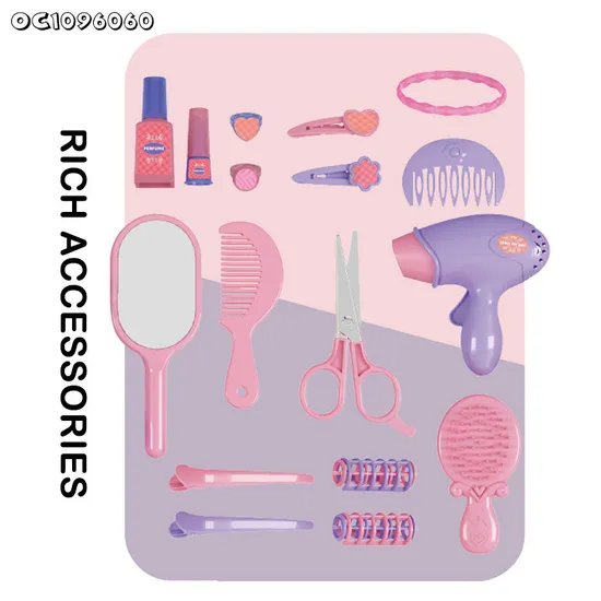 Wholesale Pretend Play Kids Hair Salon Cosmetic Beauty Set Toy Make up Mirror Dressing Table Pink Makeup Toys for Girls Children with Music