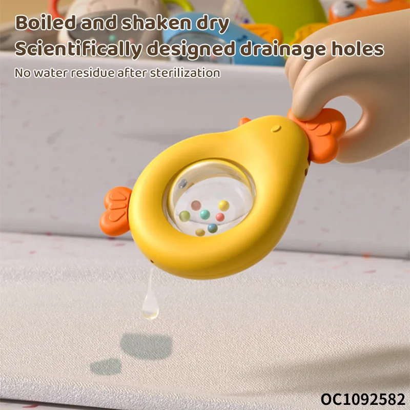 Wholesale Teether Lovely Animal Shape Hand Toys Baby Silicone Rattle Montessori Rattle Set Toy