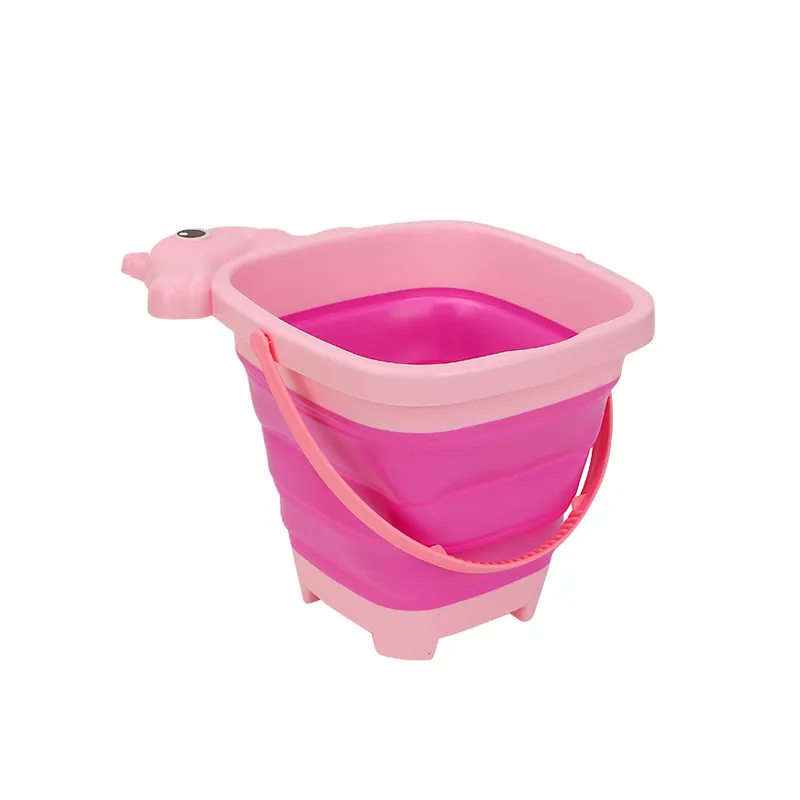 Wholesale Pink Animals Made Foldable Silicone Sand Fun Summer Beach Sand Toys for Kids
