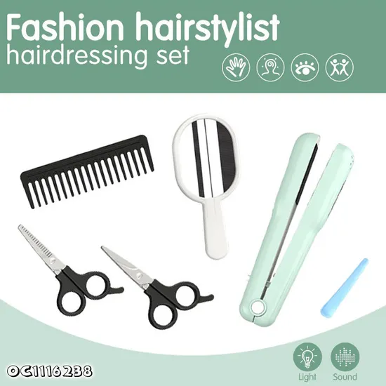 Portable Electric Hair Styling Tools Straightener Haircut Kits Kids Hair Salon Beauty Set Beauty Fashion Toys Girls Tool Toys