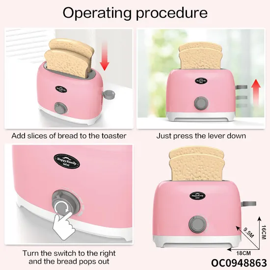 Wholesale Pretend Pink Children's Plastic Kitchen Tool Small Toaster Appliances Toy for Kids