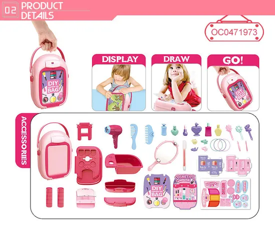 Wholesale Princess Fashion Beauty Cosmetic Portable Make up Box Kid Toys for Girl