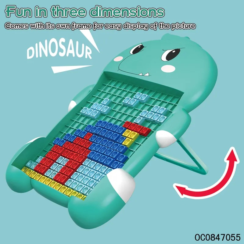 Wholesale Educational DIY Cartoon Dinosaur Plastic Building Block Puzzle Toys for Kids