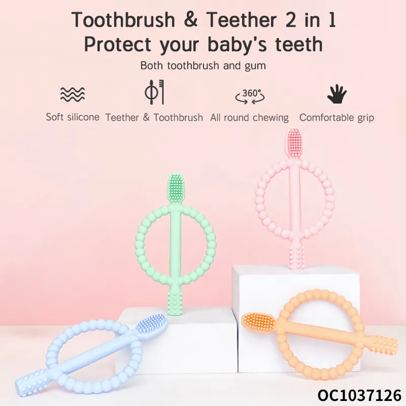 Wholesale New Lovely Toothbrush Shape Silicone Infant Baby Teether Comfort PC Toy Wholesale