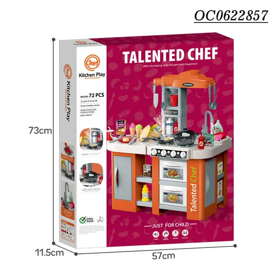 Wholesale Pretend Play Big Size Electric Spray Light Sound Children's Plastic Kitchen Set Toy for Kids