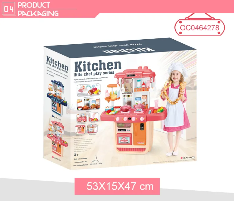 Wholesale Pretend Play Plastic Big Pink Plastic House Educational Kitchen Toys Gift Set for Kids
