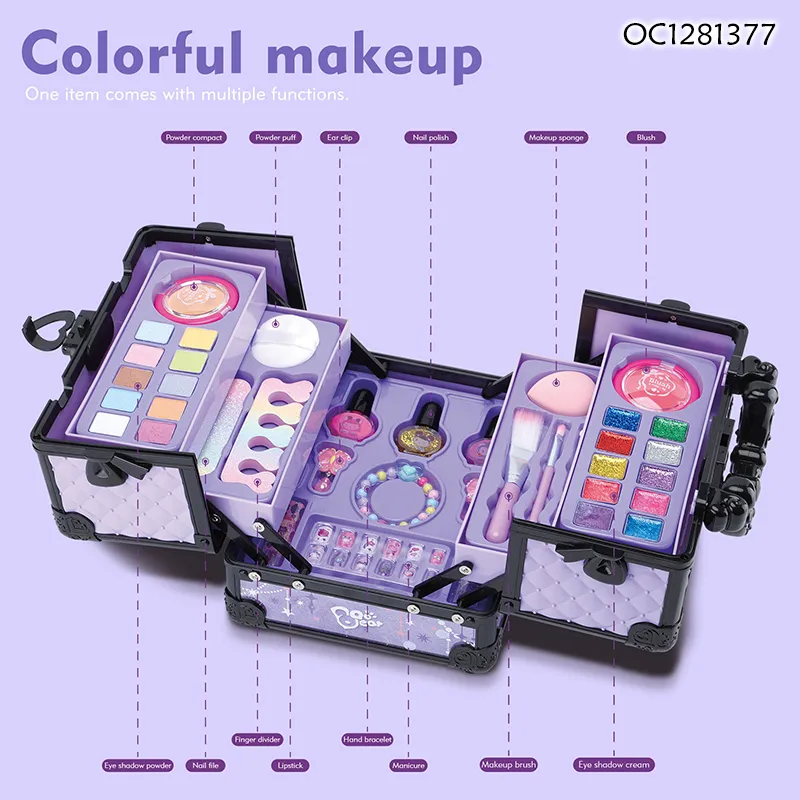 Wholesale Fashion Kids Cosmetic Make up Set Makeup Beauty Portable Glitter Nail Art Printer Product Toy for Girl