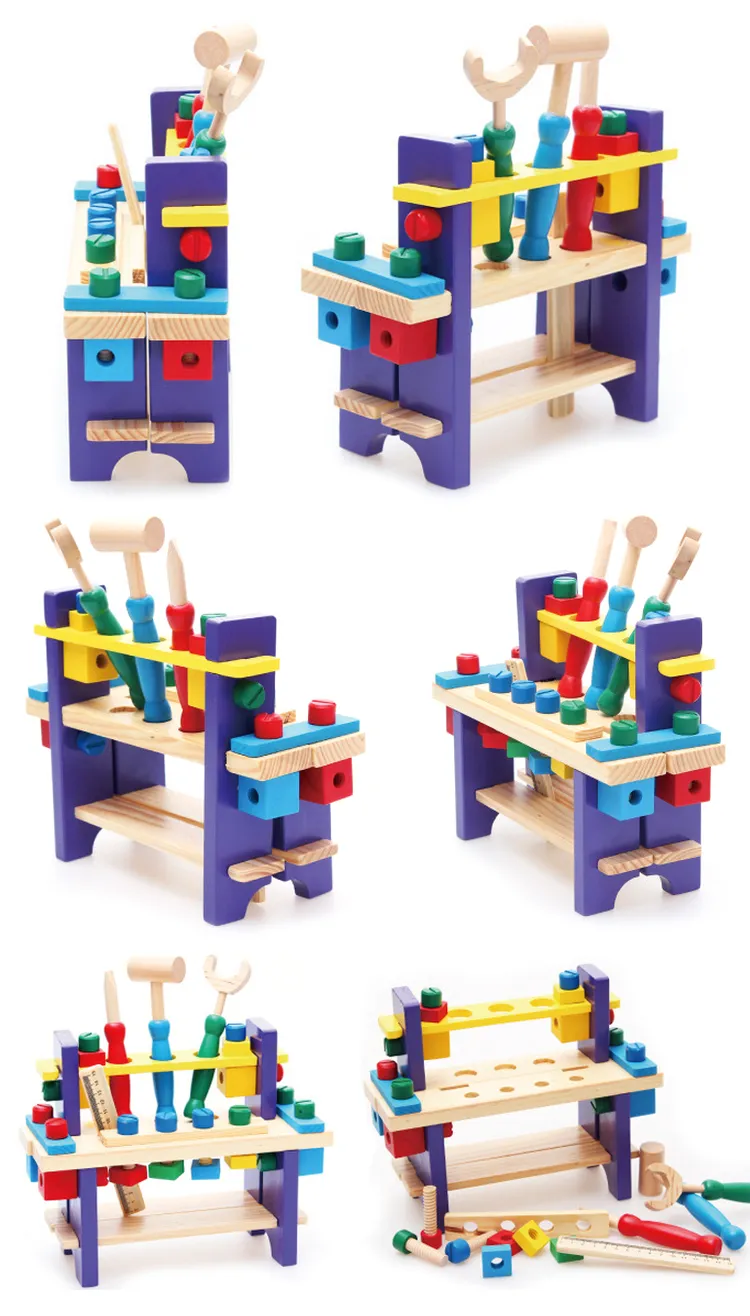 Pretend Simulation Repair Tool Toy Series Wooden Toy Mechanic Tool Box Toy Set for Kids
