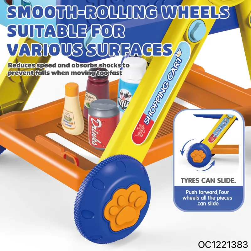 Wholesale Simulation Plastic Fruit and Vegetable Supermarket Accessories Pretend Toy Shopping Cart Toy