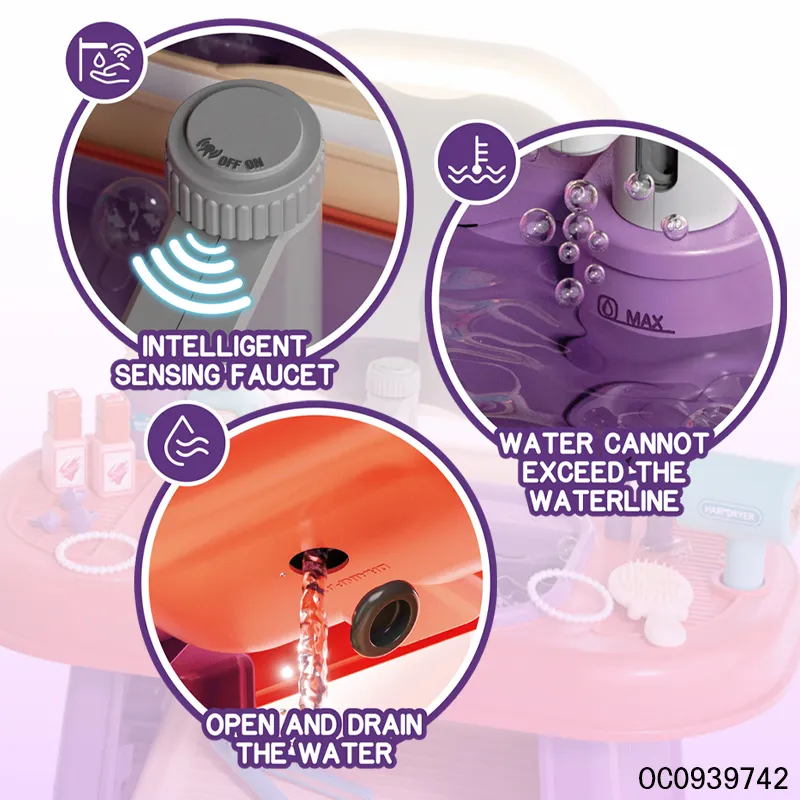 Wholesale Pretend Play Kids Makeup Toy Girls Beauty Makeup Fashion Dressing Table with LED Lights Mirror