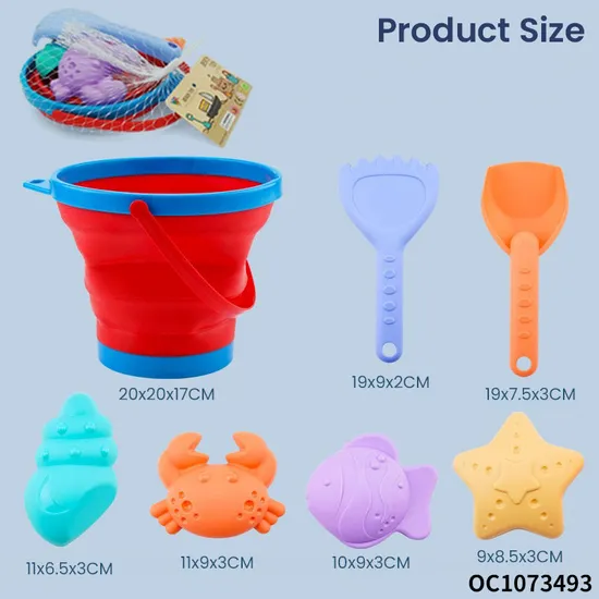 Wholesale Plastic Beach Outside Kids Beach Bucket and Spade Silicone Summer Play Sand Toy