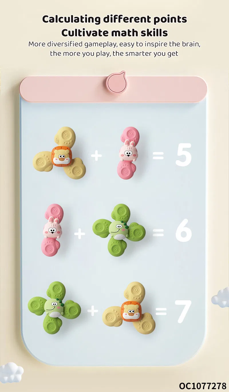 Baby Montessoris Silicone Spinning Bath Toys Bathing Sucker Sensory Toy Rotating Rattles Early Educational Fidget Toy
