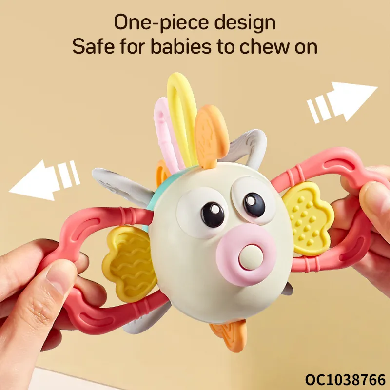 Wholesale Lovely Cartoon Design Baby Comfort Soft Rubber Handeye Teether Silicone Baby Toy