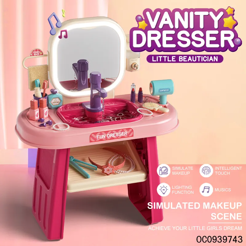 Wholesale Fashion Pretend Cosmetic Make up Play Kids Makeup Kit Beauty Fashion Dressing Mirrors Modern Dressing Table Toys