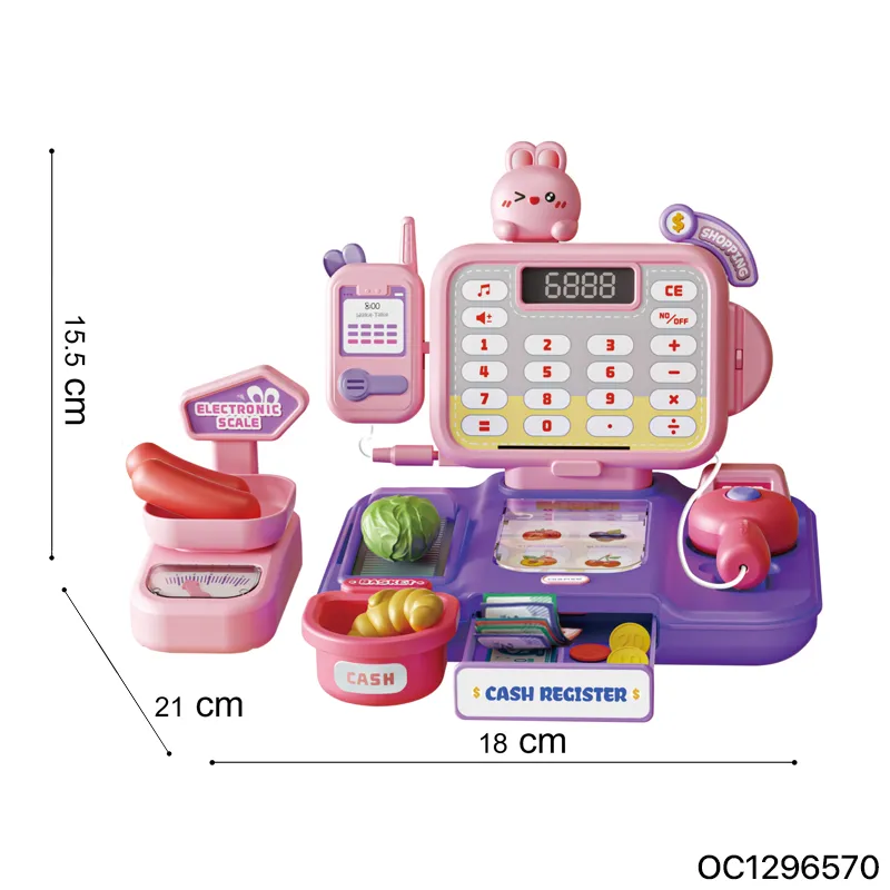 Electronic Cash Register POS Machine with Scanner Toys for 4 Years Girl Kitchen Supermarket Play Equipment Set Toys for Big Wholesale