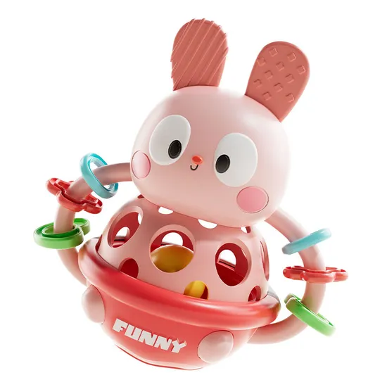 Wholesale Cartoon Animal Shape Teether Rattles Rabbit Baby Tumbler Soft Sensory Roly Poly Silicone Plastic Baby Toys