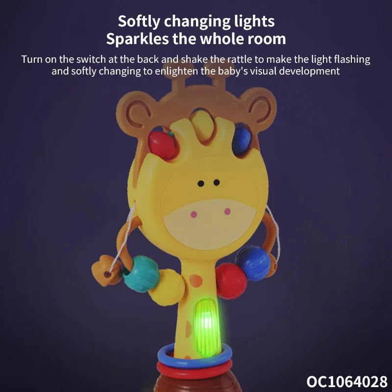 Wholesale Baby Hand Shake Teether Rattle Musical Light up Plastic Baby Montessori Sensory Toys
