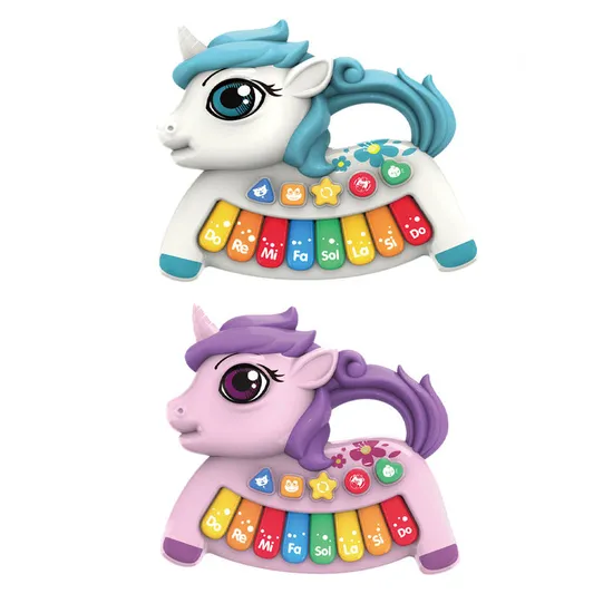 Wholesale Children Cartoon Horse Electronic Piano Educational Rainbow Keyboard Toy for Children