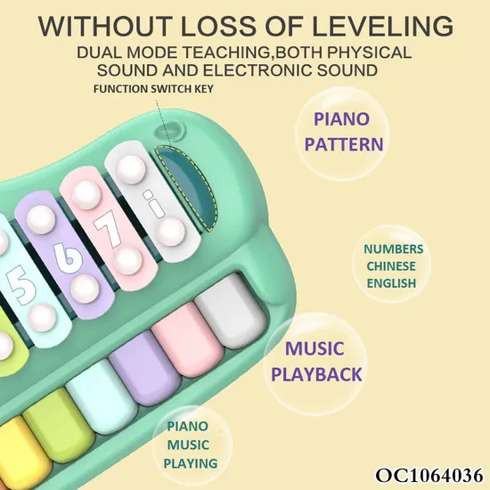 Wholesale Educational Intellectual 2 in 1 Baby Montesori Sensory Keyboards Music Electronic Piano Xylophone Musical Instrument Toy