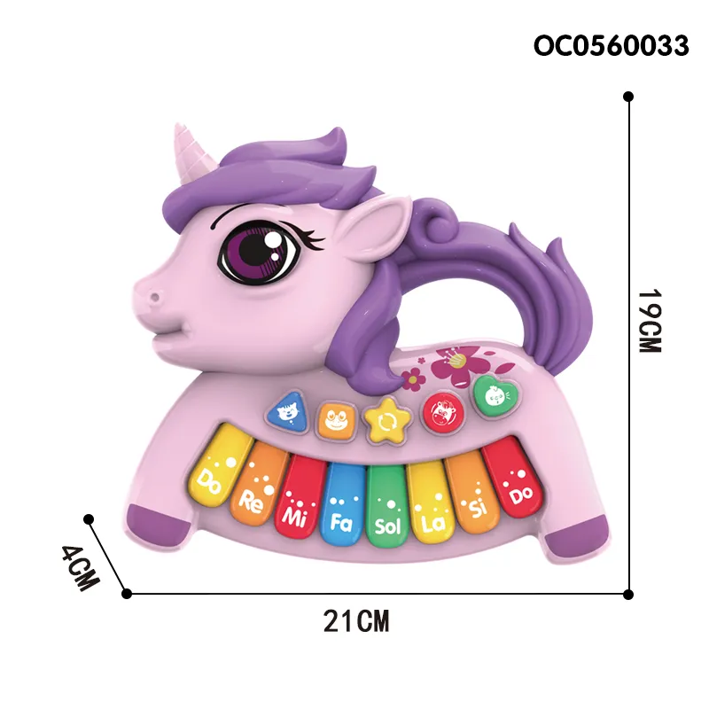 Wholesale Children Cartoon Horse Electronic Piano Educational Rainbow Keyboard Toy for Children