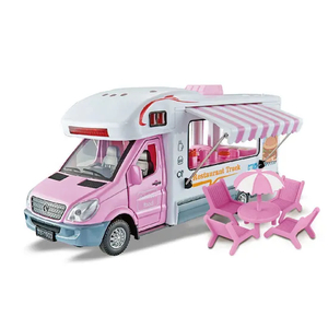 Wholesale 1/24 Mini Diecast Model Children's House Dining Car Toy with Light Music